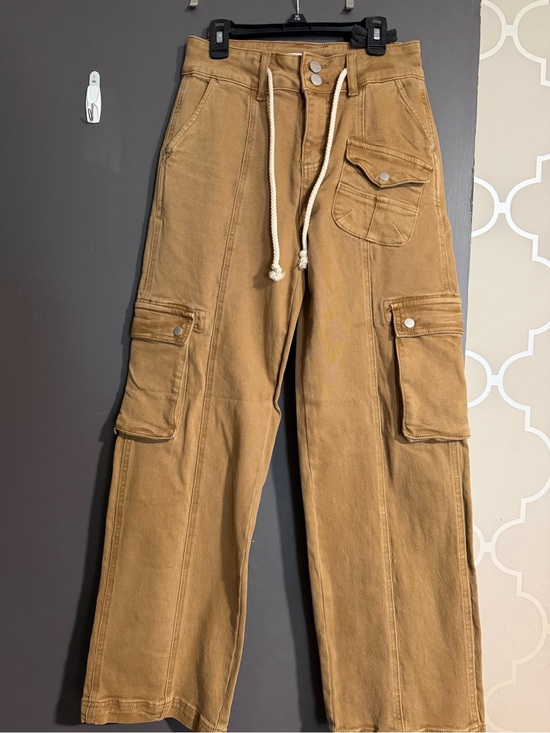 Risen Jeans Denim - Woman’s Risen Tan Cargo wide leg jeans